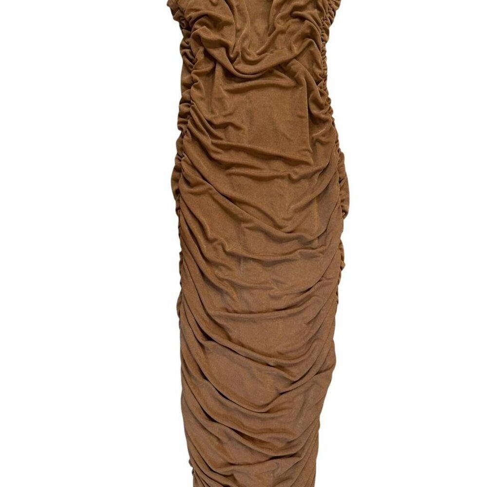 Mable brown maxi dress with ruched detailing